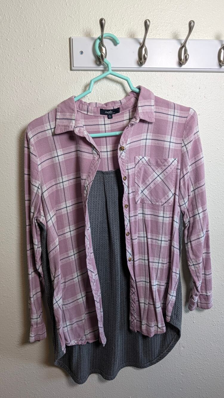 Angel's Forever Young Women's Long Sleeve button Plaid Shirt